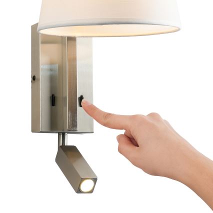 Brilagi - LED Sienas lampa RAYA 1xE14/40W/230V + LED/3W balta/matēts hroms