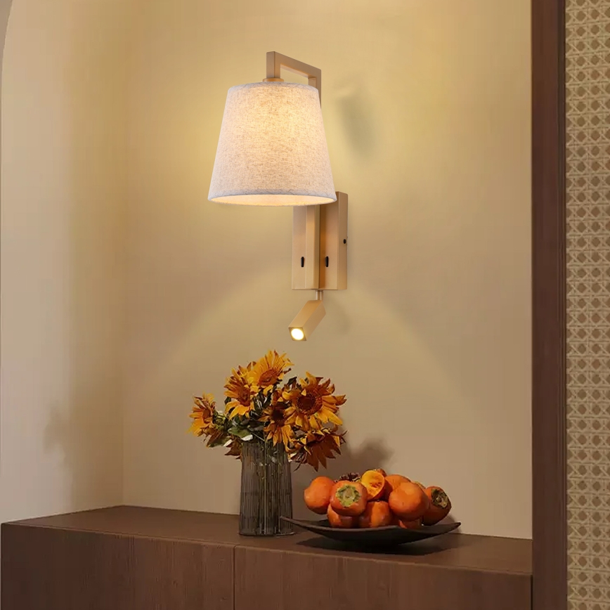 Brilagi - LED Sienas lampa RAYA 1xE14/40W/230V + LED/3W lini/bēša
