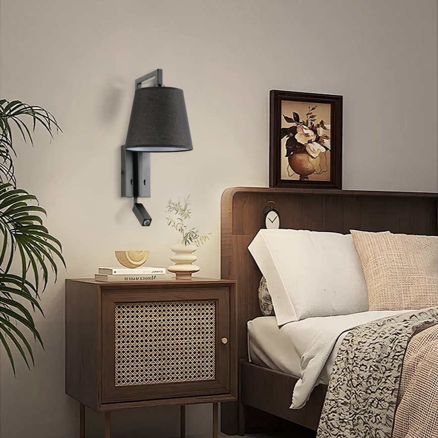 Brilagi - LED Sienas lampa RAYA 1xE14/40W/230V + LED/3W melna