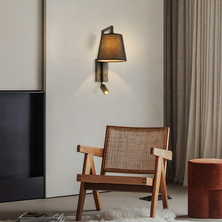 Brilagi - LED Sienas lampa RAYA 1xE14/40W/230V + LED/3W melna