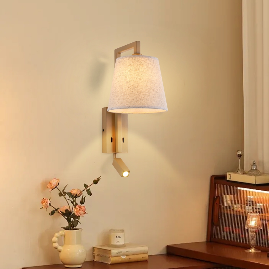 Brilagi - LED Sienas lampa RAYAS 1xE14/40W/230V + LED/3W lini/bēša