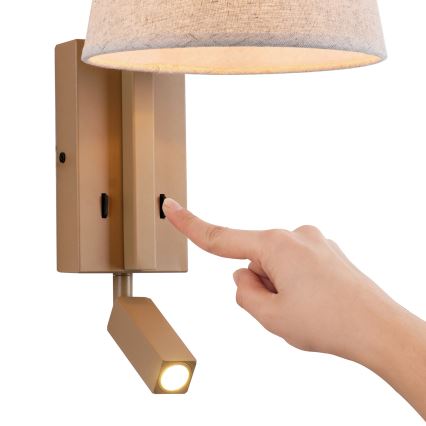 Brilagi - LED Sienas lampa RAYAS 1xE14/40W/230V + LED/3W lini/bēša