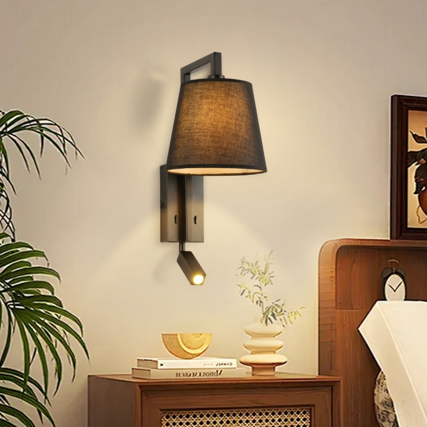 Brilagi - LED Sienas lampa RAYAS 1xE14/40W/230V + LED/3W melna