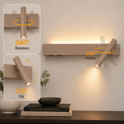 BRILAGI - LED sienas prožektors ARLIX LED/3W/230V + LED/7W bēšs CRI 90