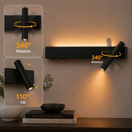 BRILAGI - LED sienas punktveida gaismeklis ARLIX LED/3W/230V + LED/7W melns CRI 90