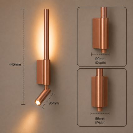 BRILAGI - LED sienas punktveida gaismeklis VIXON LED/3W/230V + LED/5W, bronzas krāsa, CRI 90