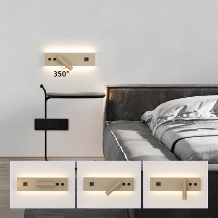 BRILAGI - LED sienas virziena gaismeklis ar USB portu NOCTIS LED/3W/230V + LED/9W, bēšs