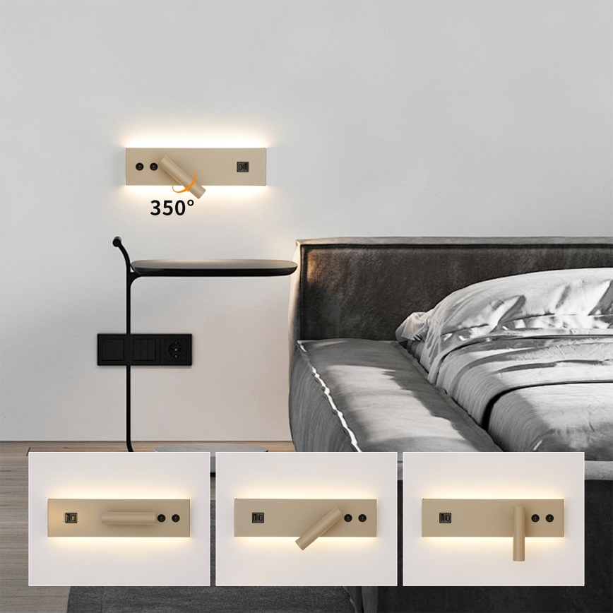 BRILAGI - LED sienas virziena gaismeklis ar USB portu NOCTIS LED/3W/230V + LED/9W, bēšs