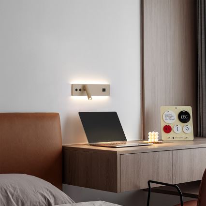 BRILAGI - LED sienas virziena gaismeklis ar USB portu NOCTIS LED/3W/230V + LED/9W, bēšs