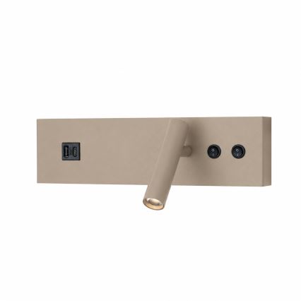 BRILAGI - LED sienas virziena gaismeklis ar USB portu NOCTIS LED/3W/230V + LED/9W, bēšs