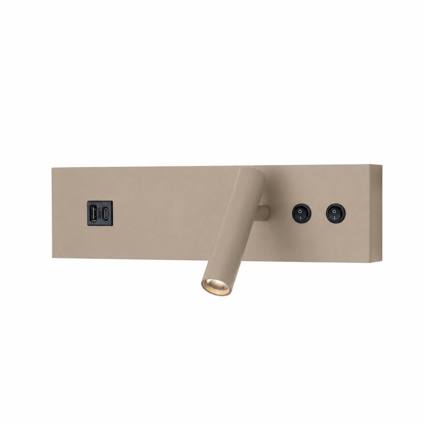 BRILAGI - LED sienas virziena gaismeklis ar USB portu NOCTIS LED/3W/230V + LED/9W, bēšs