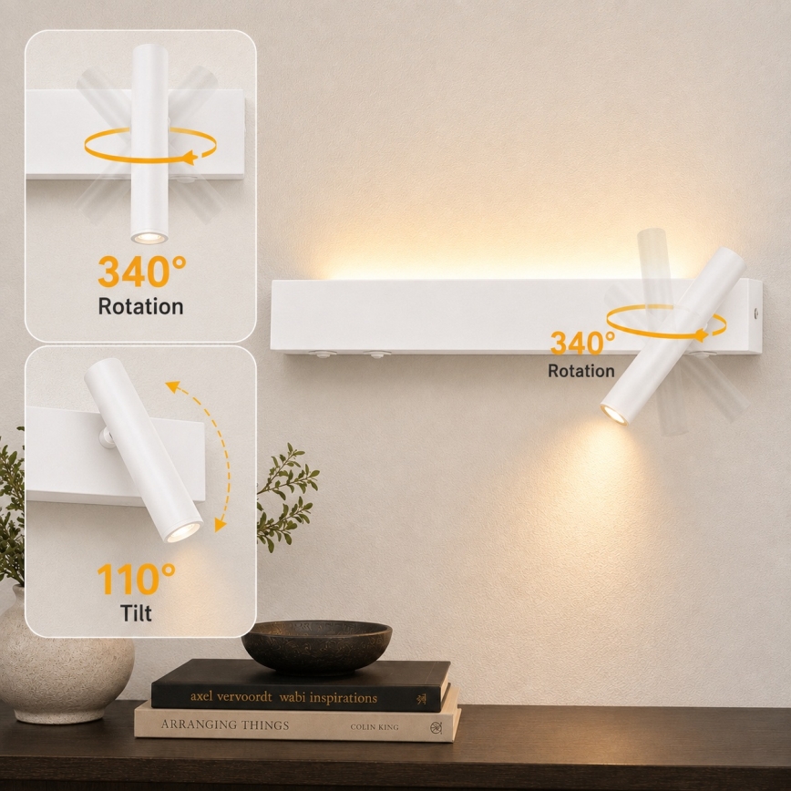 BRILAGI - LED sienas spotgaismeklis ARLIX LED/3W/230V + LED/7W balts CRI 90