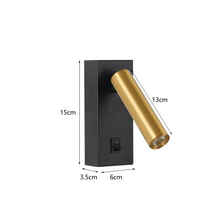 Brilagi - LED Sienas starmetis MAYA LED/3W/230V 4000K melna/zelta