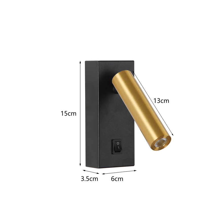 Brilagi - LED Sienas starmetis MAYA LED/3W/230V 4000K melna/zelta