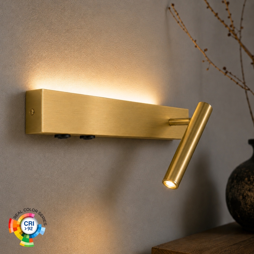 BRILAGI - LED sienas virziena gaismeklis ARLIX LED/3W/230V + LED/7W zelta CRI 90
