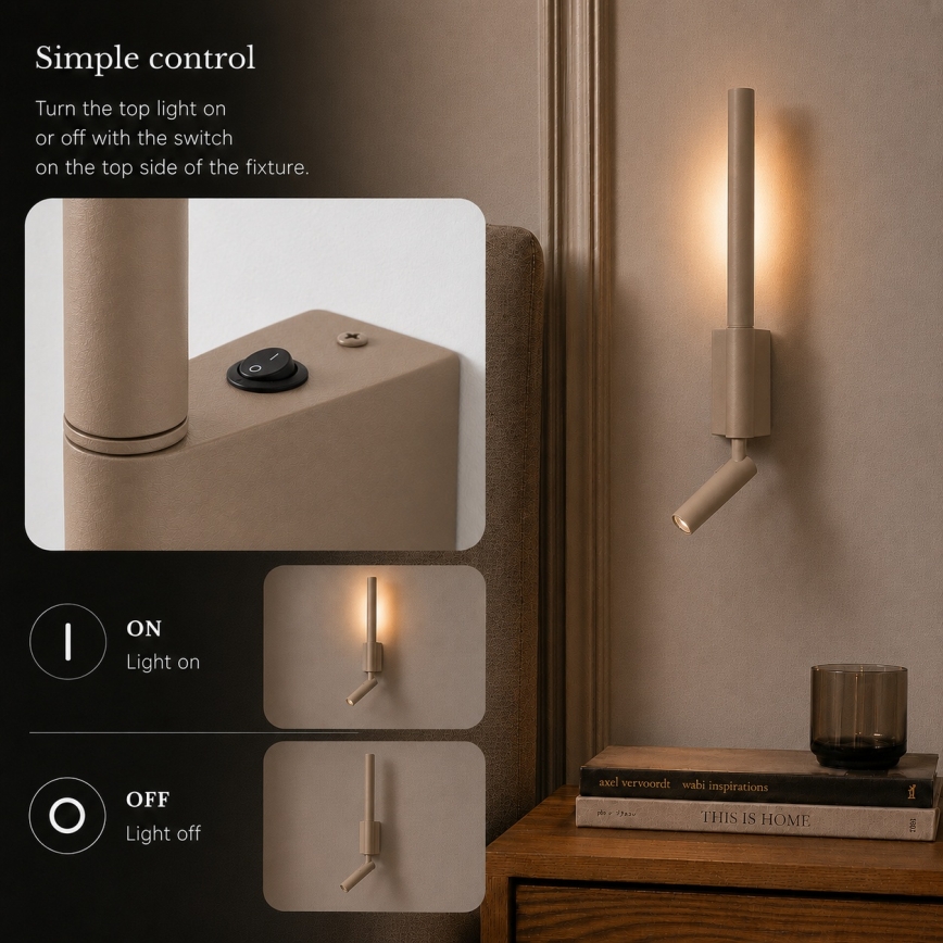 BRILAGI - LED sienas virziena gaismeklis VIXON LED/3W/230V + LED/5W bēšs CRI 90