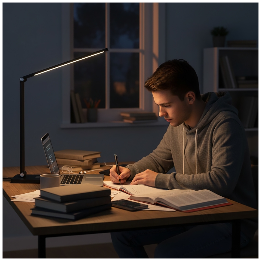 BRILAGI - dimmējama skārienjūtīga LED galda lampa ar QI bezvadu uzlādi MODO CHARGE LED/7W/5V 3000/4000/6000K melna