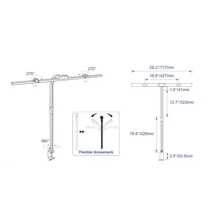 Brilagi - LED regulējama galda lampa ar skārienvadību un skavu VARIO LED/24W/230V 3000-6500K CRI 92 melna