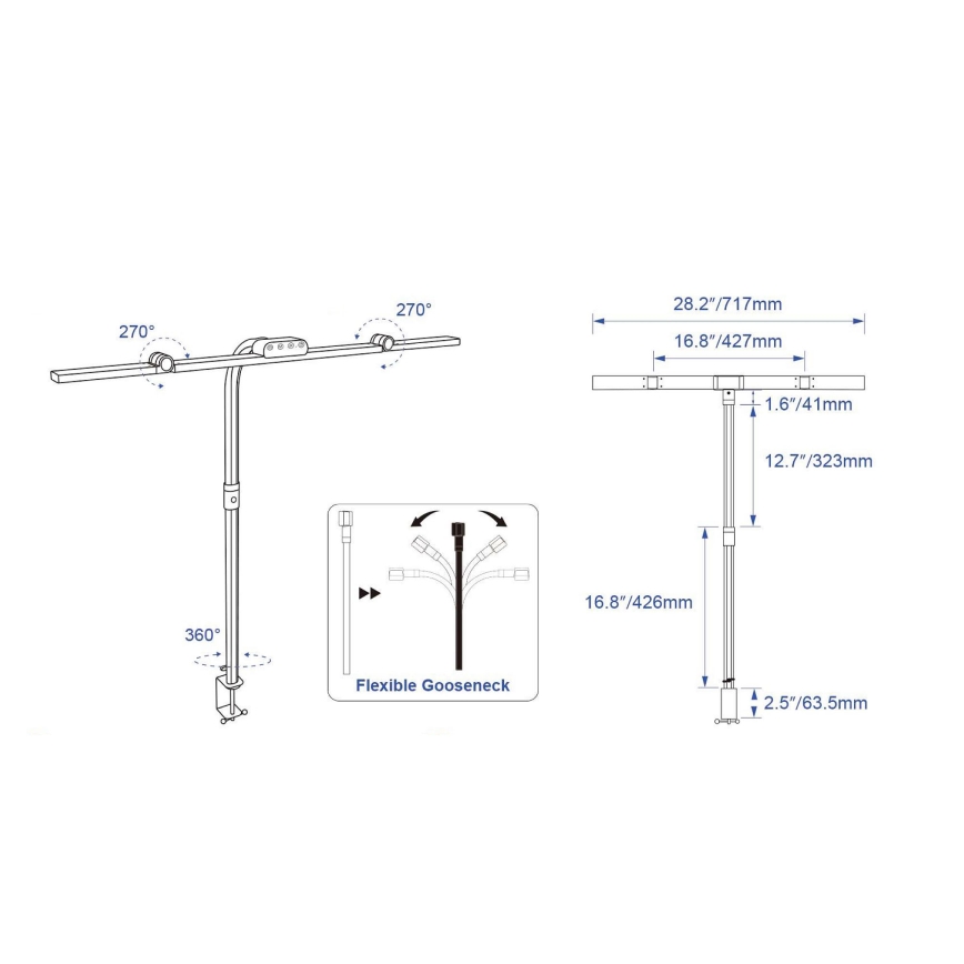 Brilagi - LED regulējama galda lampa ar skārienvadību un skavu VARIO LED/24W/230V 3000-6500K CRI 92 melna