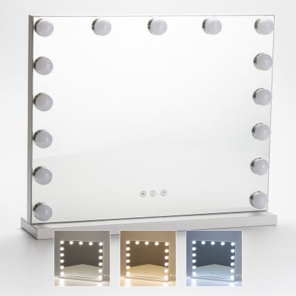 BRILAGI - LED spilgtuma regulējams grima spogulis HOLLYWOOD LED/15W/230V CCT + USB balts
