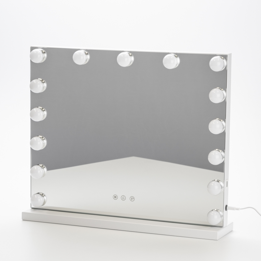 BRILAGI - LED spilgtuma regulējams grima spogulis HOLLYWOOD LED/15W/230V CCT + USB balts