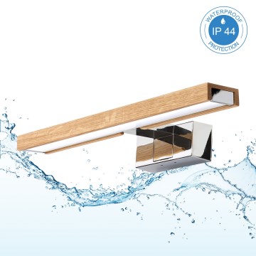 Brilagi - LED spoguļa apgaismojums vannas istabai WOODY MIRROR 3v1 LED/8W/230V 40 cm IP44 spīdīgs hroms/ozols