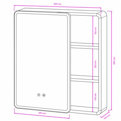 BRILAGI - LED spoguļa skapītis vannas istabai ar apgaismojumu NOTO SINGLE 60x65 cm