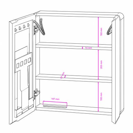 BRILAGI - LED spoguļa vannas istabas skapītis ar apgaismojumu NOTO DOUBLE 60x65 cm