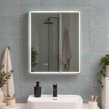 BRILAGI - LED spoguļa vannas istabas skapītis ar apgaismojumu NOTO DOUBLE 60x70 cm