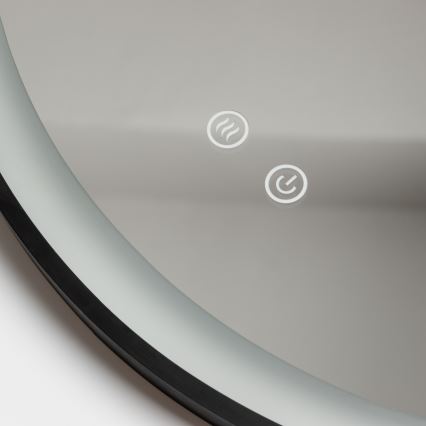 Brilagi - ALU PRO dimmējams LED vannas istabas apsildāms spogulis ar aizmugures apgaismojumu LED/18W/230V Ø 60 cm 3000/4000/6500K IP44 melns CRI 90