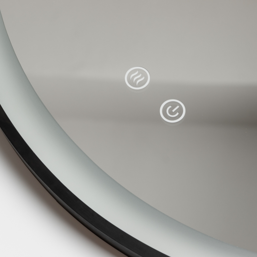 Brilagi - ALU PRO dimmējams LED vannas istabas apsildāms spogulis ar aizmugures apgaismojumu LED/18W/230V Ø 60 cm 3000/4000/6500K IP44 melns CRI 90