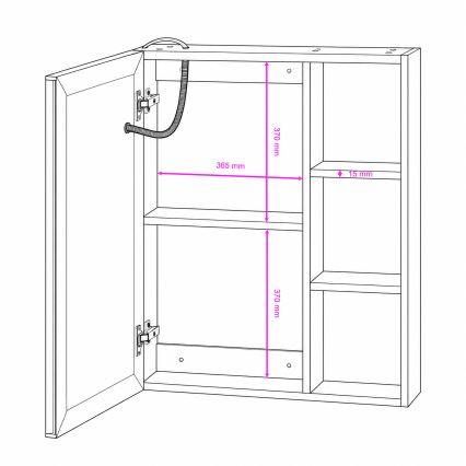 BRILAGI - LED spoguļota vannas istabas skapītis ar apgaismojumu TRABIA SINGLE 60x70 cm