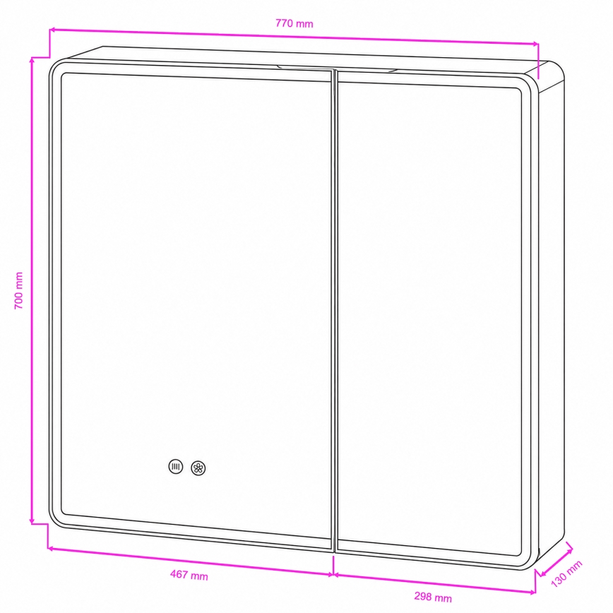 BRILAGI - LED spoguļskapis vannas istabai ar integrētu apgaismojumu NOTO DOUBLE 77x70 cm