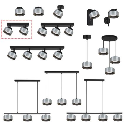 Brilagi - LED Spot gaismeklis AURA LUX 2xGX53/30W/230V melns/dūmains