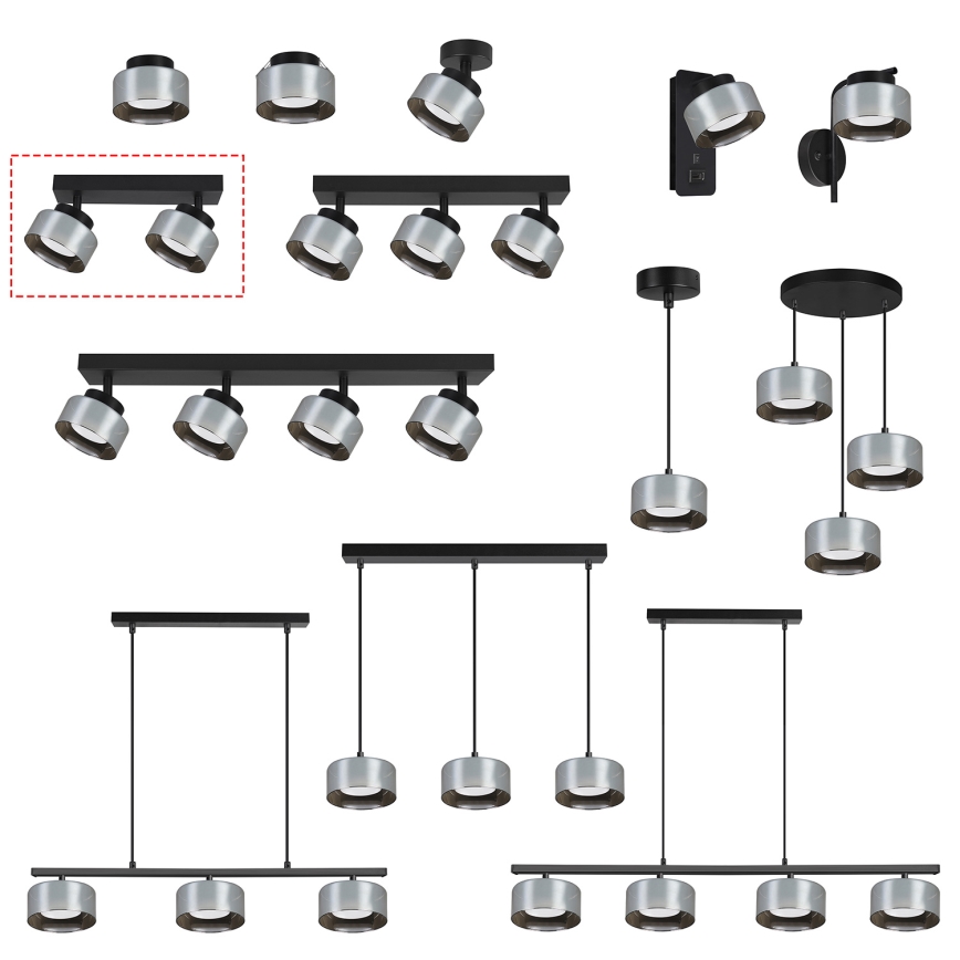 Brilagi - LED Spot gaismeklis AURA LUX 2xGX53/30W/230V melns/dūmains