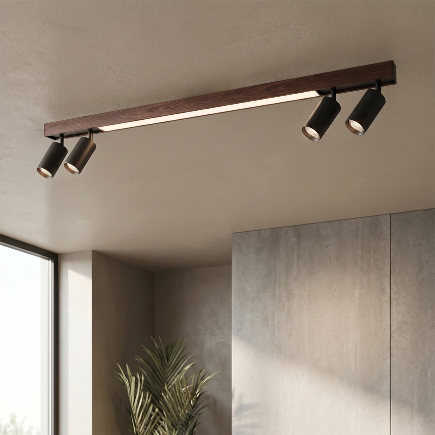 BRILAGI - LED spot gaismeklis SELE 4xGU10/30W/230V + LED/25W melns/ķiršu dekors