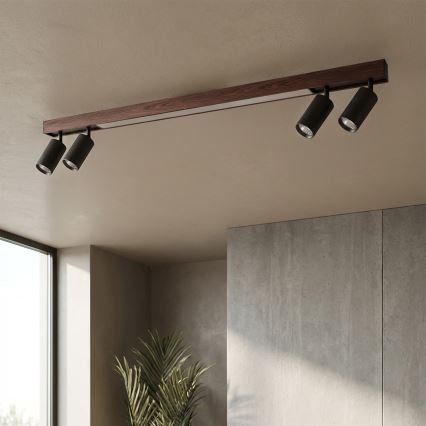 BRILAGI - LED spot gaismeklis SELE 4xGU10/30W/230V + LED/25W melns/ķiršu dekors