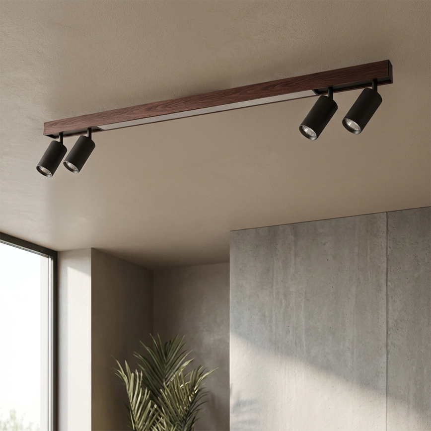 BRILAGI - LED spot gaismeklis SELE 4xGU10/30W/230V + LED/25W melns/ķiršu dekors