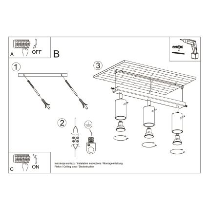 Brilagi -  LED Starmetis ASMUS 3xGU10/7W/230V melna