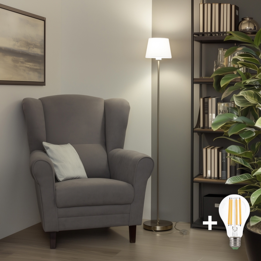 Brilagi - LED stāvlampa CERIA 1xE27/40W/230V Ø 20,5 cm balta/matēts hroms