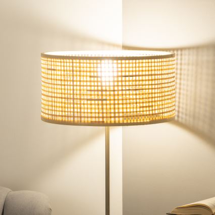 Brilagi - LED stāvlampa CERIA 1xE27/40W/230V Ø 25 cm bambuss/matēts hroms