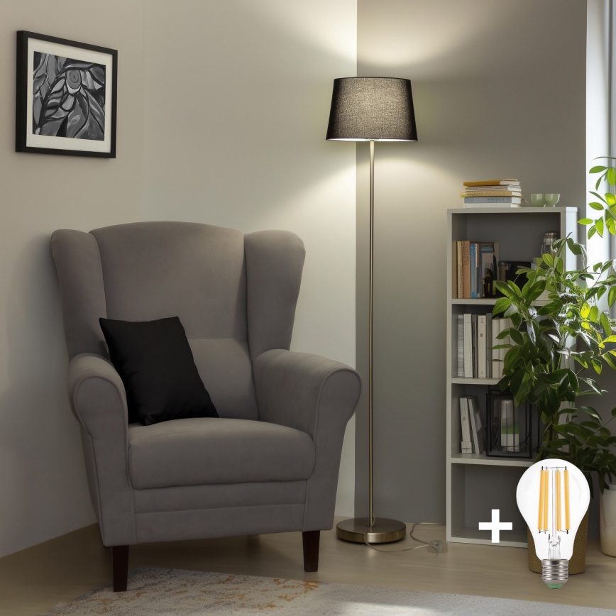 Brilagi - LED stāvlampa CERIA 1xE27/40W/230V Ø 30 cm melna/matēts hroms