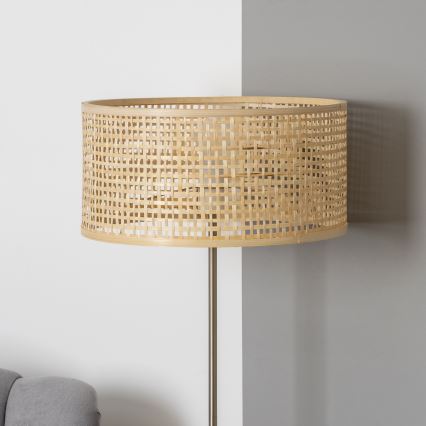 Brilagi - LED stāvlampa CERIA 1xE27/40W/230V Ø 40 cm bambuss/matiēts hroms