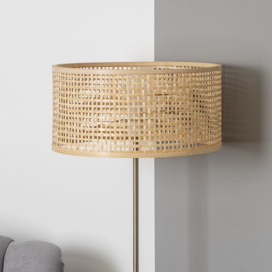 Brilagi - LED stāvlampa CERIA 1xE27/40W/230V Ø 40 cm bambuss/matiēts hroms