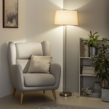 Brilagi - LED stāvlampa CERIA 1xE27/40W/230V Ø 45 cm bēša/matēts hroms