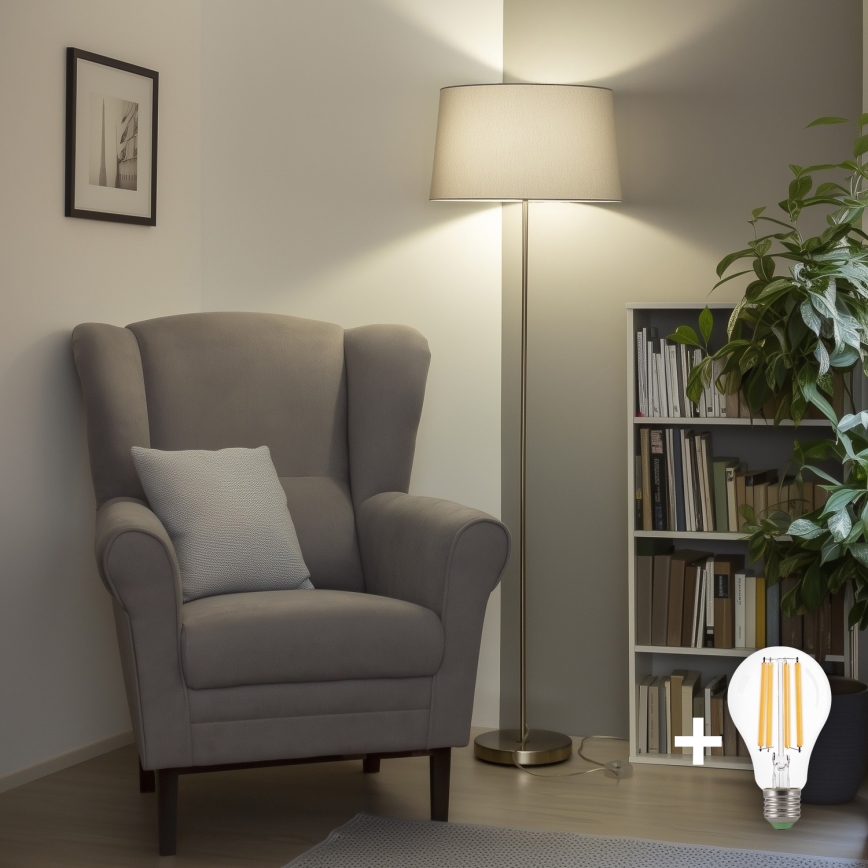 Brilagi - LED stāvlampa CERIA 1xE27/40W/230V Ø 45 cm, pelēka / matēta hroma apdare