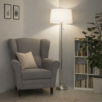 Brilagi - LED stāvlampa CERIA 1xE27/60W/230V Ø 45 cm spīdīgs hroms/balts