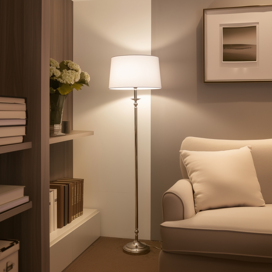 Brilagi - LED stāvlampa CERIA 1xE27/60W/230V Ø 45 cm spīdīgs hroms/balts