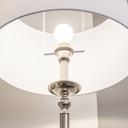 Brilagi - LED stāvlampa CERIA 1xE27/60W/230V Ø 45 cm spīdīgs hroms/balts