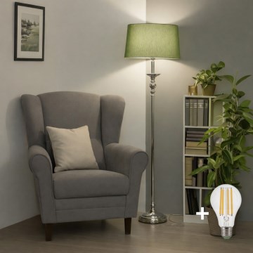 Brilagi - LED stāvlampa CERIA 1xE27/60W/230V Ø 45 cm spīdīgs hroms/zaļa